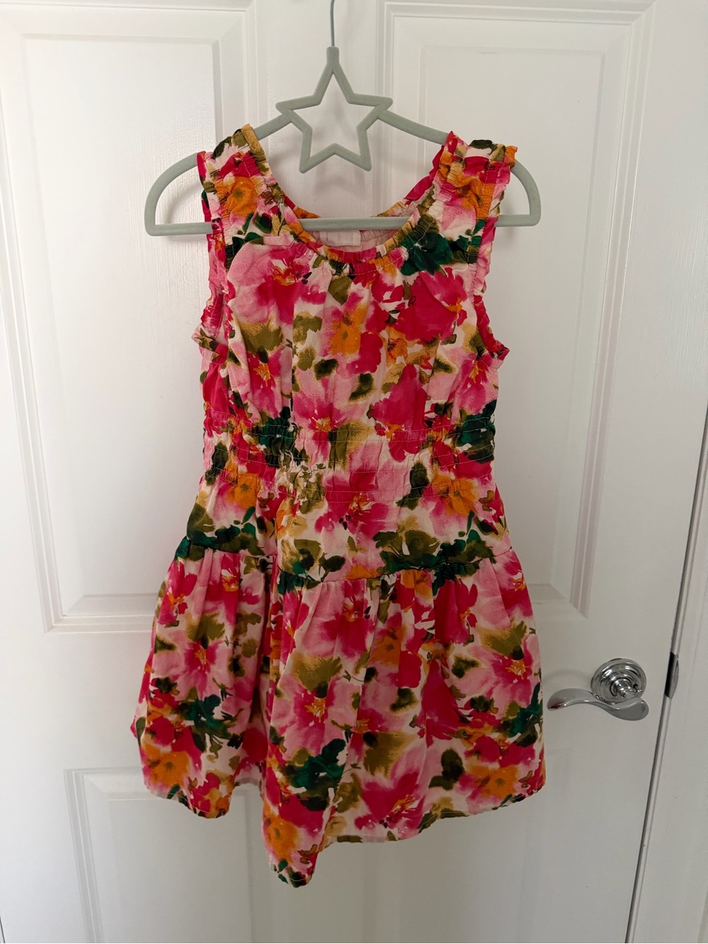 Crewcuts Pink Floral Sundress with Green Accents